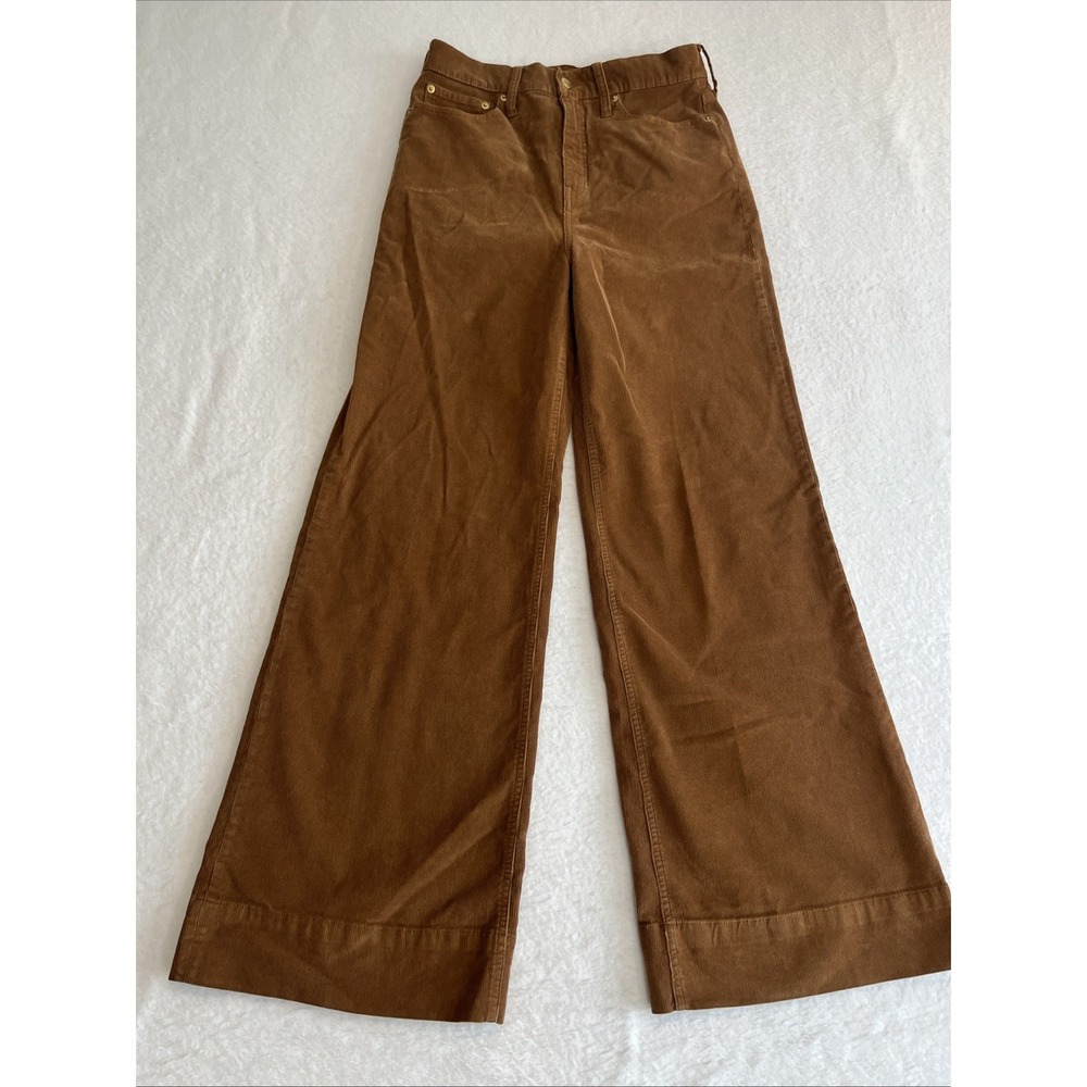 J Crew Pants Womens 28 (30x30) Wide Leg Corduroy Golden Brown